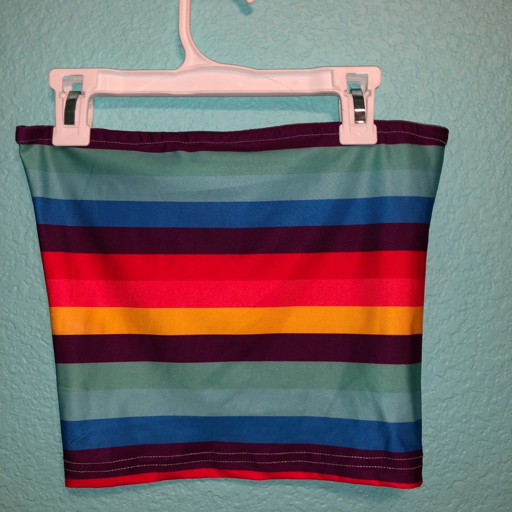 Rainbow Striped Crop Top/ Tube Top